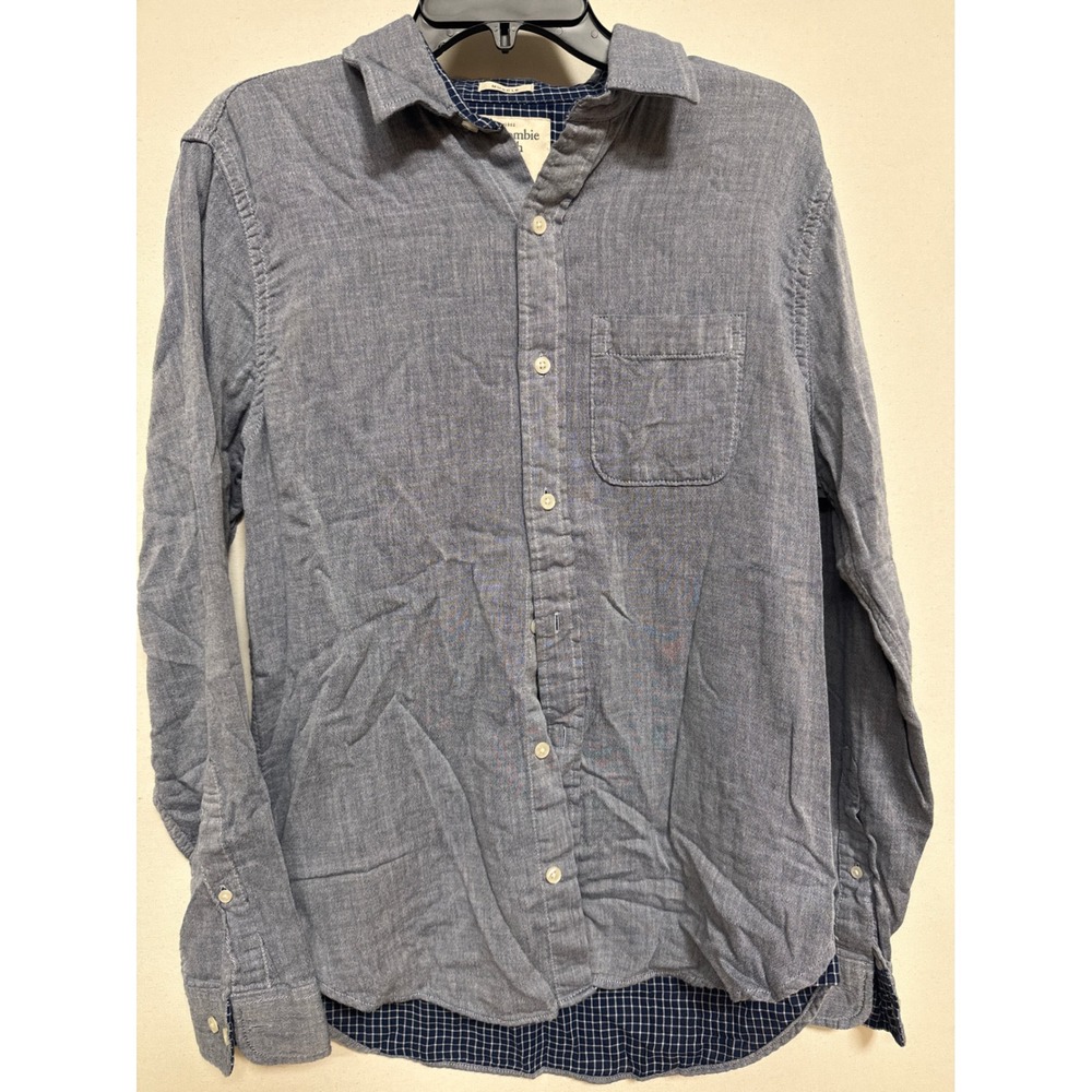 Abercrombie & Fitch Mens Muscle Fit Chambray Button Down Shirt Blue Small